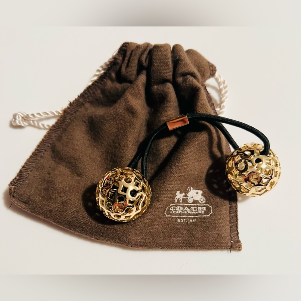 Coach gold ball hair tie